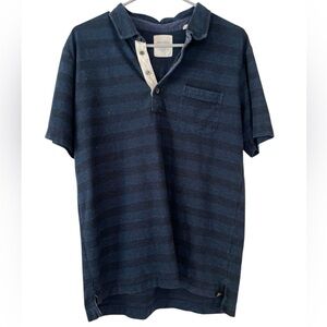 Billy Reid Men’s L Navy & Dark Blue/Black Striped Polo